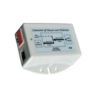 Tycon PoE Converter. 802.3af/at PoE IN. 18VDC or 24VDC (selectable) 24W Gigabit Passive PoE OUT.