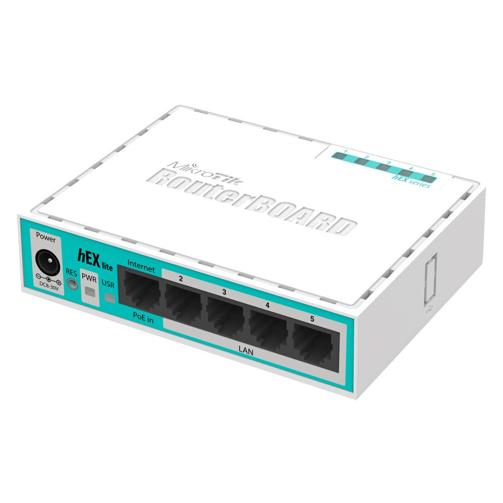MikroTik RB750r2 hEX Lite 5-Port Fast Ethernet Router with RouterOS Level 4