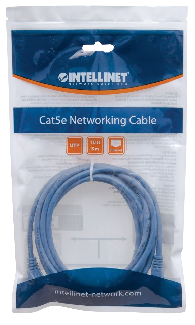 Intellinet 347365 0.5 ft CAT5e Patch Cable Copper RJ45 Male-Male Blue