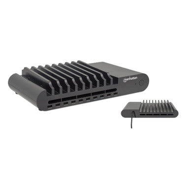 Manhattan 406031 10-Port USB Charging Dock 2.1A Ports Rapid Charging for Tablets and Phones Cable Storage