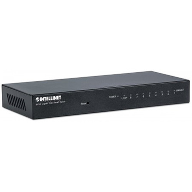 Intellinet 561099 8-Port Gigabit Web-Smart Switch Green Ethernet VLAN, QoS Energy Efficient Auto-Sensing Ports