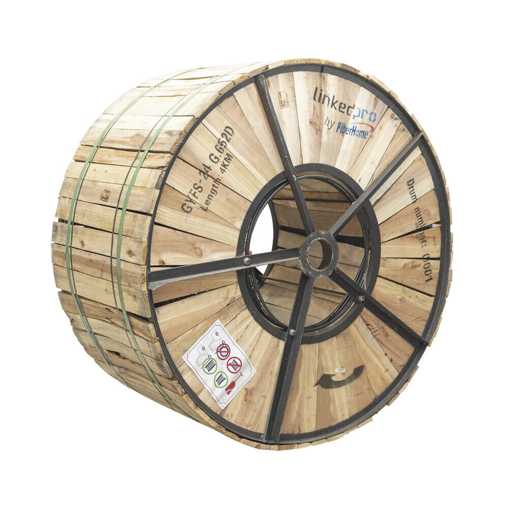 4 km / 13,000ft Drum Duct Optical Fiber Cable 24 cores Singlemode Corrugated