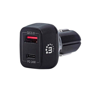 Intellinet Manhattan 102063 Power Car Charger 42W USB-C up to 24W USB-A QC 3.0 up to 18W