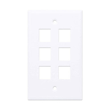 Intellinet 772457 White 6-Outlet Keystone Wall Plate