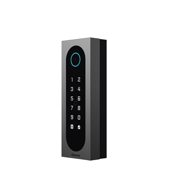 Akuvox A08S Slim Access Control Akuvox A08S / Aluminum and Tempered Glass / IP65 & IK09 / Capacity for 20,000 Cards / Multi Access Methods (QR, Bluetooth, PIN, RFID) / Supports Wiegand / 1 Relay Output