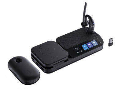 Yealink BH71 Workstation Pro Bluetooth Headset 4-Mic Noise Cancellation 10-Hour Talk Time Multiple Device Connections USB Hub & Qi Wireless Charger