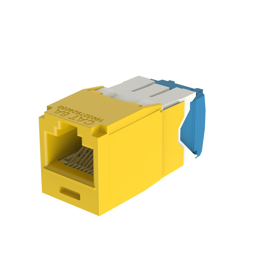 Panduit CJ6X88TGYL The Category 6A, RJ45, 8-position, 8-wire, 10 Gb/s UTP Mini-Com universal jack module has TG-style termination and is Yellow