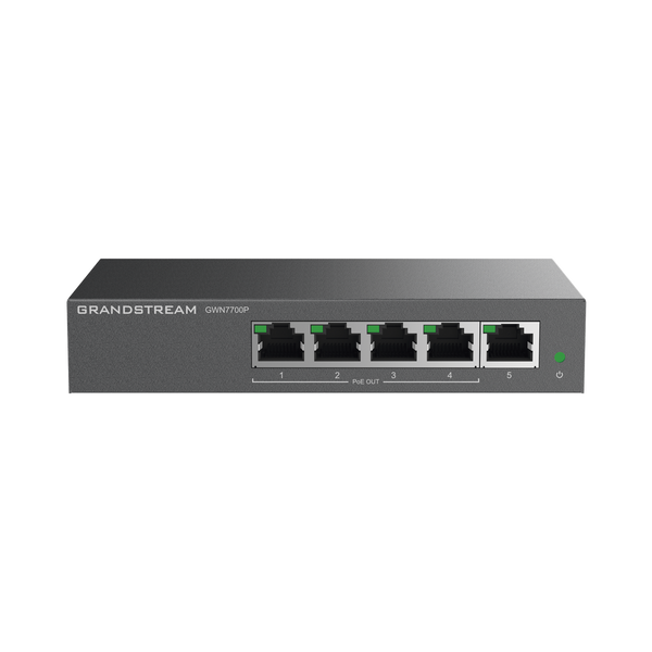 Grandstream GWN7700P Unmanaged PoE+ Gigabit Switch / 5 ports 10/100/1000 Mbps / 4 PoE+ ports / up to 60W