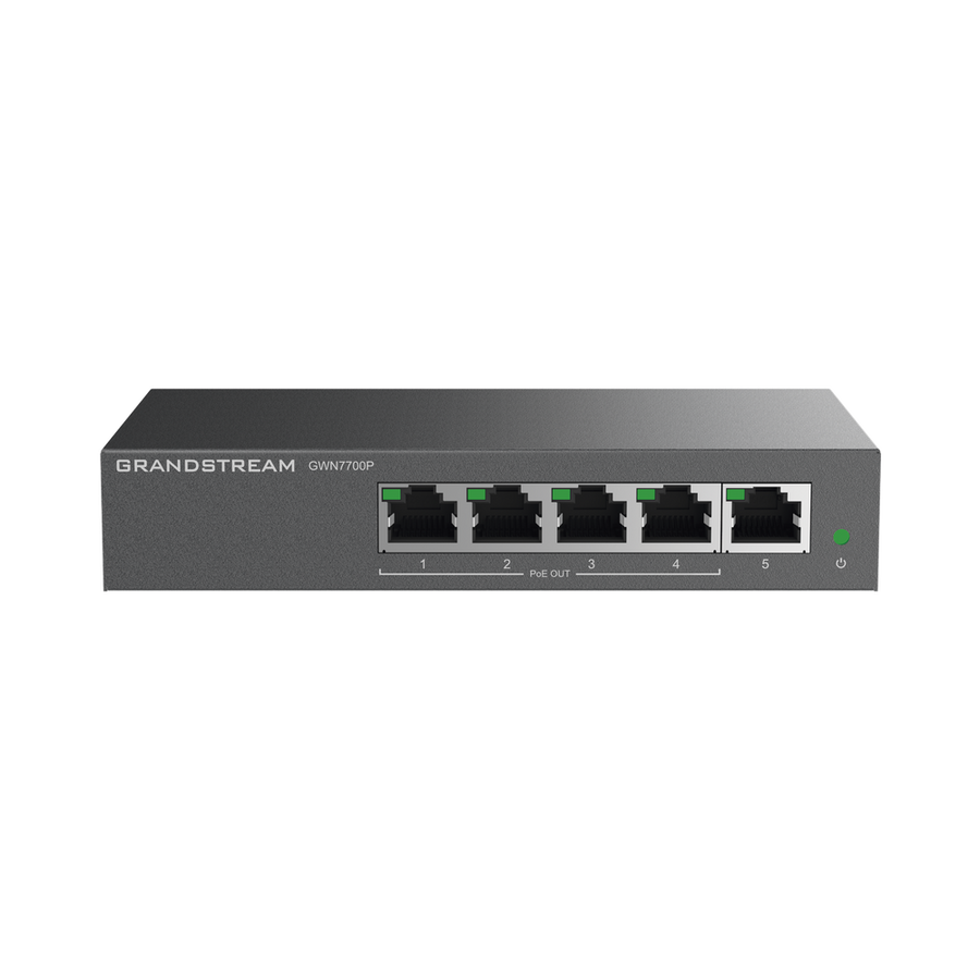 Grandstream GWN7700P Unmanaged PoE+ Gigabit Switch / 5 ports 10/100/1000 Mbps / 4 PoE+ ports / up to 60W