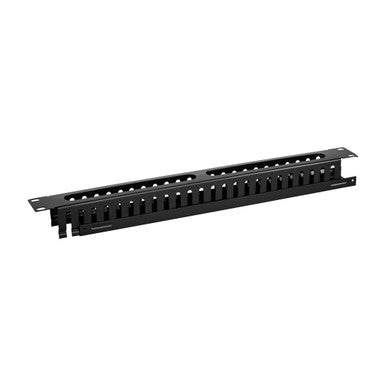 Iuron Cable Management 1U 19in Finger Duct 24 Holes Panel w/ Cover