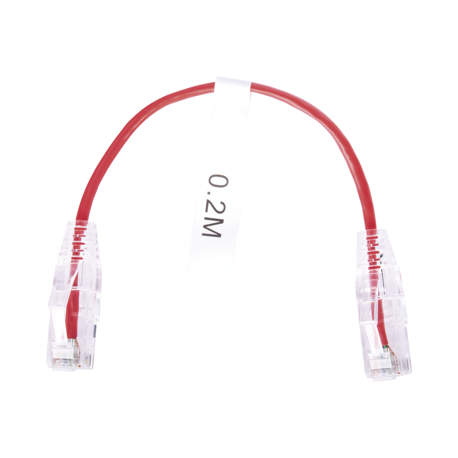 Linkedpro LP-UT6-020-RD28 Slim Patch Cord UTP Cat6 - 0.65 ft (20 cm) Red, Reduced Diameter (28 AWG)