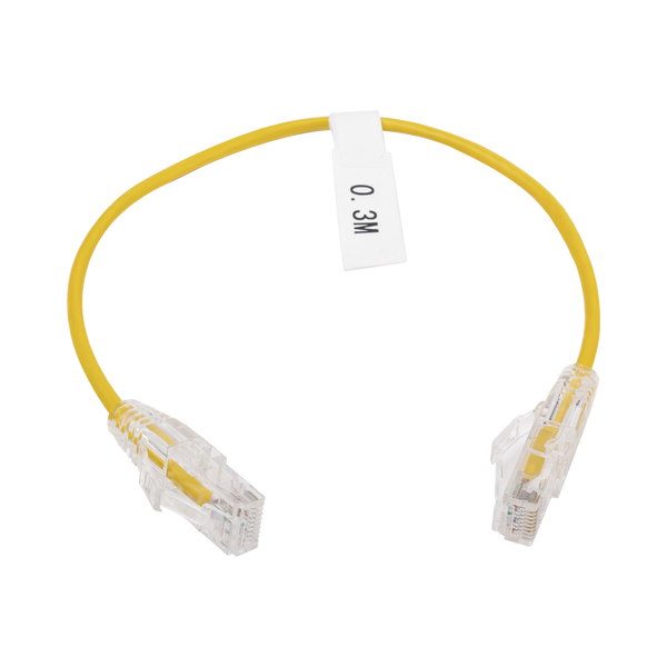 Linkedpro LP-UT6-030-YE28 Slim Patch Cord UTP Cat6 - 0.98 ft (30 cm) Yellow, Reduced Diameter (28 AWG)