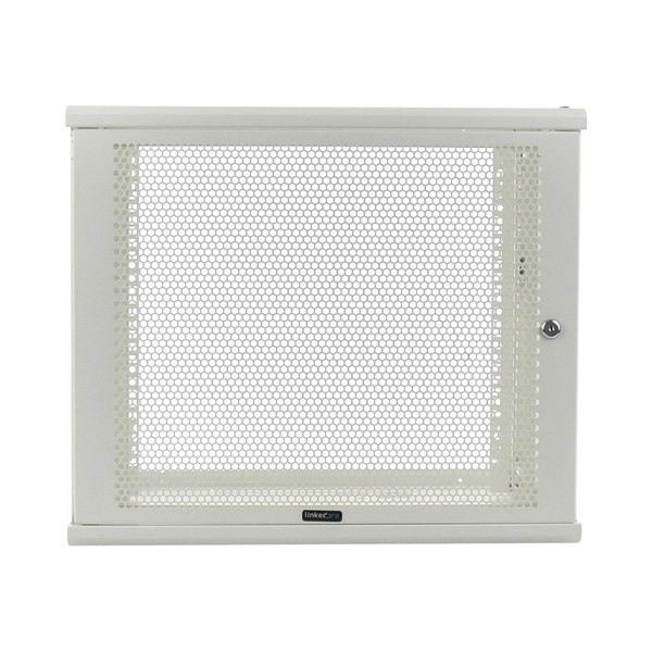 Linkedpro LW-06-05-09-UW Wall Mount Enclosure, 19in, Perforated Door, 9 RU, 380 mm Work Depth, White. SHIPPED ASSEMBLED.