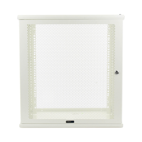 Linkedpro LW-06-05-12-UW Wall Mount Enclosure, 19in, Perforated Door, 12 RU, 13.15 in (334 mm) Work Depth, White. Shipped fully ASSEMBLED.