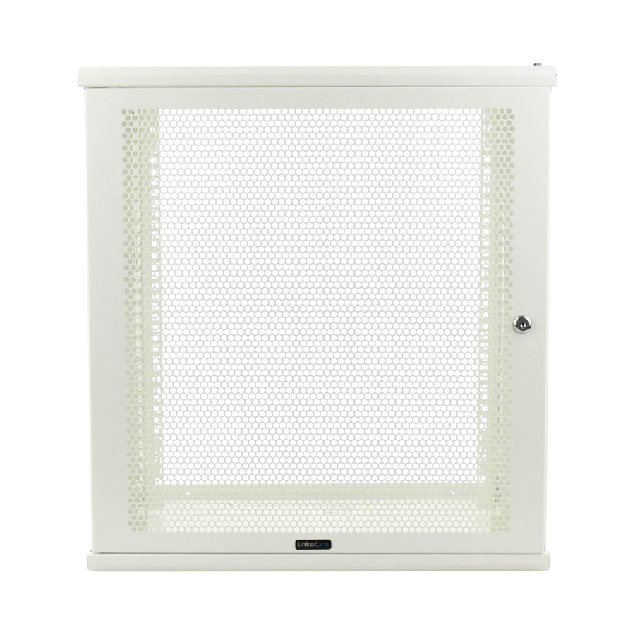 Linkedpro LW-06-05-12-UW Wall Mount Enclosure, 19in, Perforated Door, 12 RU, 13.15 in (334 mm) Work Depth, White. Shipped fully ASSEMBLED.