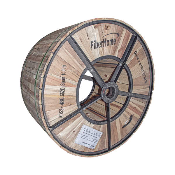 Linkedpro By Fiberhome LPOC-ADSS-48C-S100/4KM 13,000 ft / 4 km ADSS Aerial Fiber Optic Cable Drum / G.652D Single-Mode, 48 Fibers, Outdoor Black Jacket, 328 ft (100 m) Span Rating