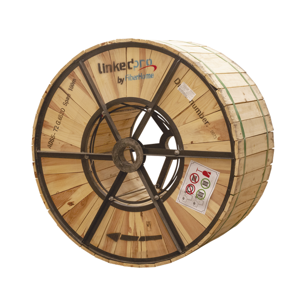 Linkedpro By Fiberhome LPOC-ADSS-72C-S100/4KM 13,000 ft / 4 km ADSS Aerial Fiber Optic Cable Drum / G.652D Single-Mode, 72 Fibers, Outdoor Black Jacket, 328 ft (100 m) Span Rating