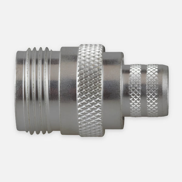 RF Industries RFN-1028-SI N Female Connector to Crimp on Cables, 9913, 8214, LMR-400, RG8/U-SYS, RFLASH-1113, Silver/ Gold/ PTFE.