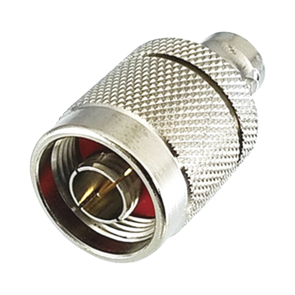 RF Industries RFN-1037-1 Straight Adapter from N Male to BNC Female Connector, Silver/ Gold/ PTFE.