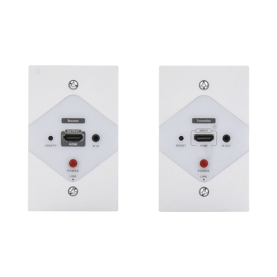 Epcom Titanium TT372W HDMI Extender Kit on WALL PLATES for distances of 40 meters / Resolution 1080P @ 60 Hz / Cat 6/6A/ 7 / HDR / Zero Latency / Supports Remote Control / 2.74 x 4.49" wall plate (US standard size ).
