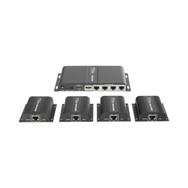 Epcom Titanium TT714PRO HDMI Splitter and Extender Kit (Extender Splitter) / Splits 1 HDMI Source to 4 Screens / Extends the HDMI signal up to 40 m / 1080P Resolution @ 60 Hz / Cat 6/6a/7 / Zero Latency / Loop Output on Tx / IR / Power only the Tx (PoC).
