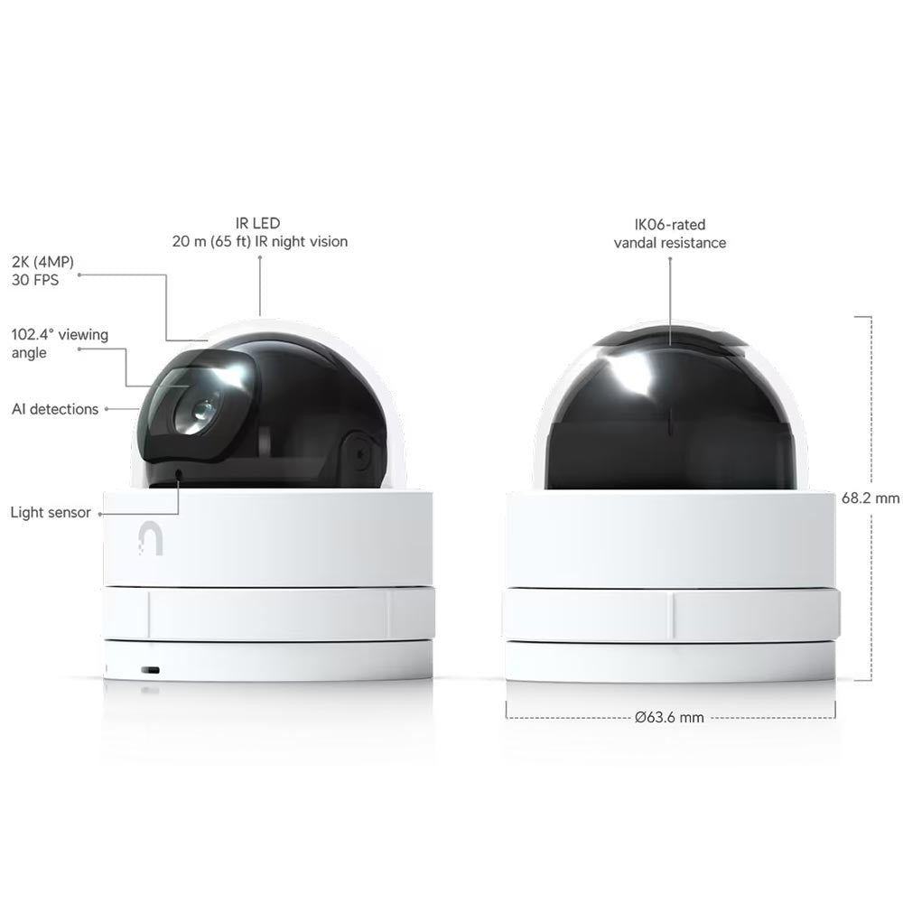Ubiquiti UVC-G5-Dome-Ultra 2K HD PoE Indoor Camera AI Detection Night Vision Tamper-Resistant