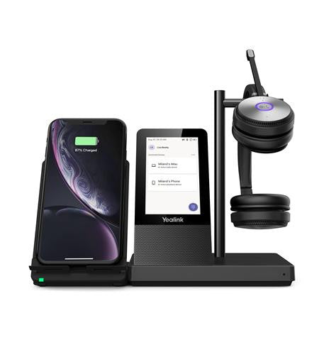 Yealink WH66-DUAL-TEAMS DECT Headset Touchscreen Base Qi Charger USB Hub 160m Range UC Ready