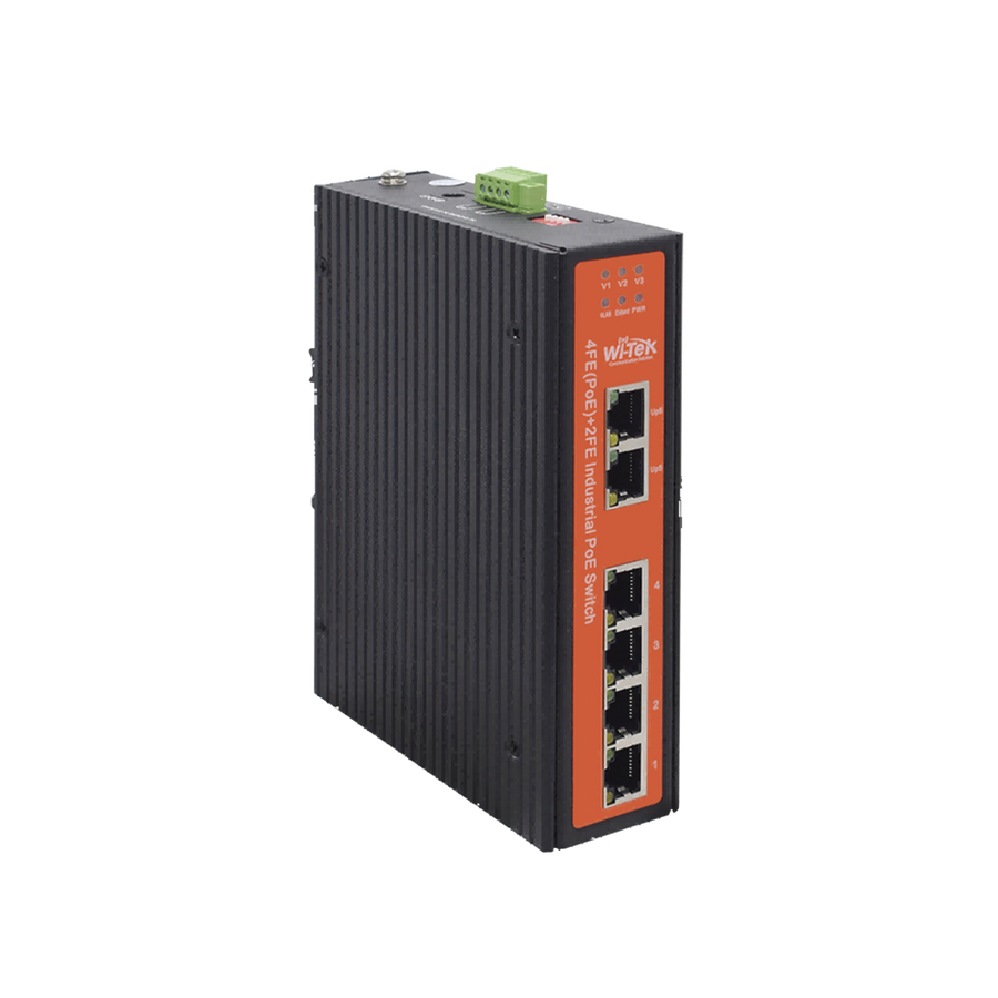 Wi-Tek WIPS206IV2 Industrial Switch 4 PoE Ports Fast Ethernet 802.3af/at + 2 Uplink Gigabit Ports