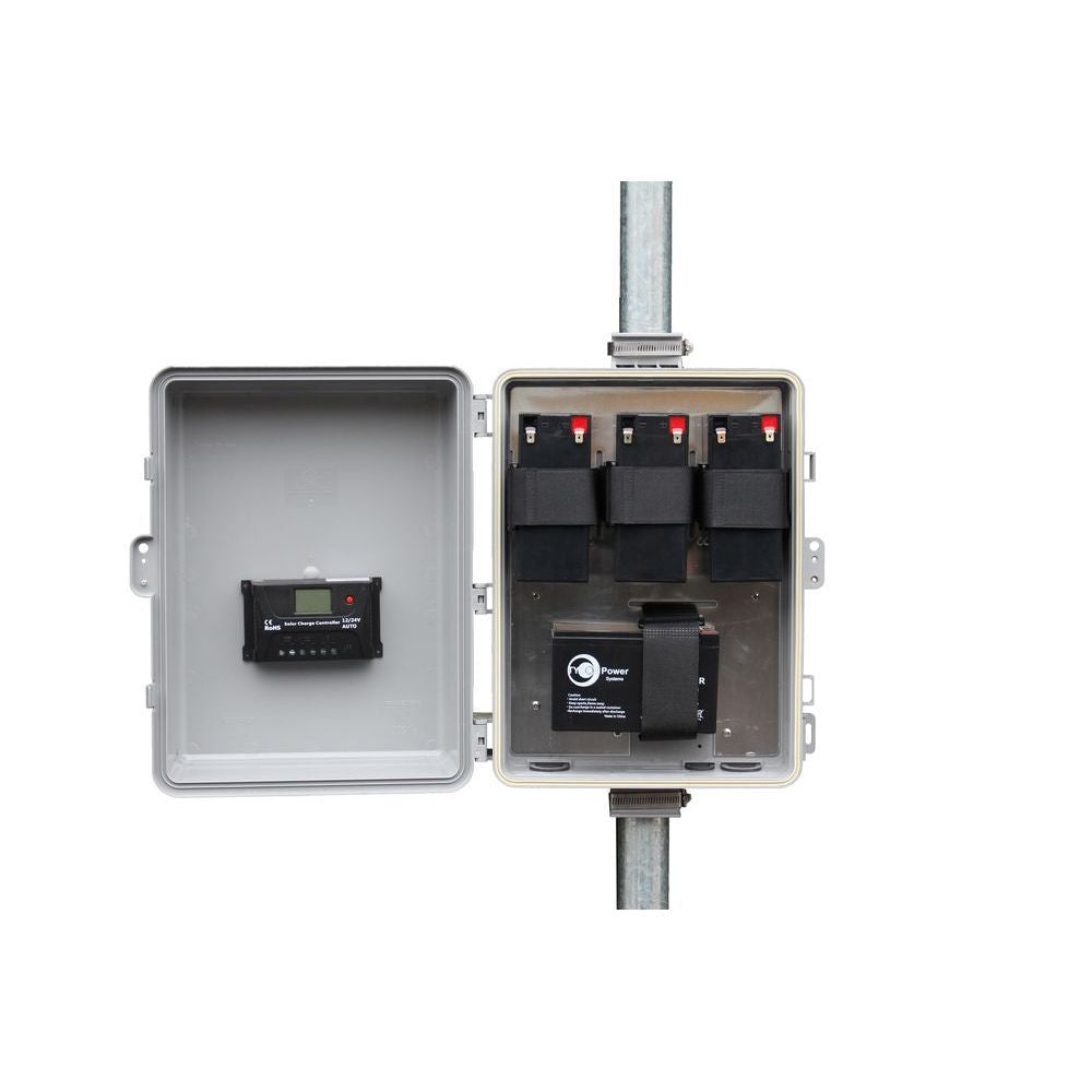 Tycon RemotePro8W Remote Power System. 36Ah Battery. 35W Solar. 12V 20A PWM Controller. Polycarbonate Enclosure