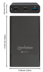 Intellinet Manhattan One USB-C Power Delivery Port up to 60 W, One USB-C Power Delivery Port up to 18 W, One Quick Charge Power Port up to 18 W, Black