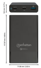 Intellinet Manhattan One USB-C Power Delivery Port up to 60 W, One USB-C Power Delivery Port up to 18 W, One Quick Charge Power Port up to 18 W, Black