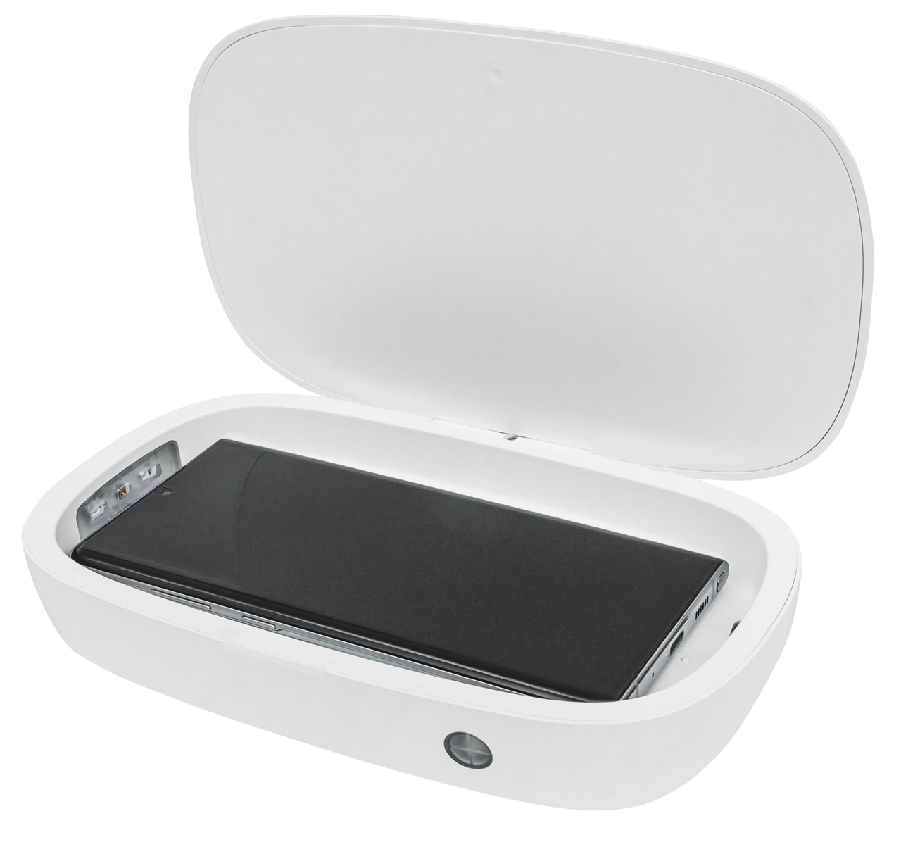 Manhattan 102407 Phone Sanitizer with Qi Wireless Charger UV Germicidal 10W Fast Charge USB-C Acoustic Signal