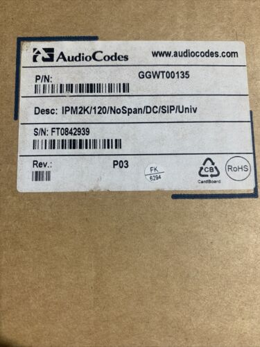 AudioCodes Mediant 2000 VoIP Media Gateway GGWT00135 IPM2K 120 No Span SIP