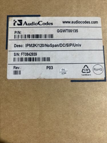 Audiocodes GGWT00135 Mediant 2000 VoIP Media Gateway IPM2K 120 No Span SIP