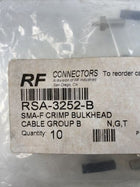 Rf Industries RSA-3252-B 3PK SMA Female bulkhead connector RG174 188 316 cable