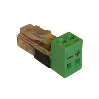 Tycon POE power on RJ45 connector and outputs to a wire terminal connection. Pins 4,5 and 7,8. Can also be used to inject power