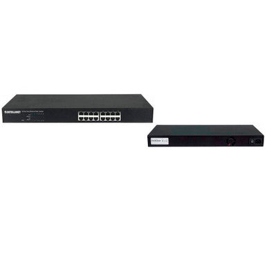 Intellinet 560849 16-Port PoE+ Fast Ethernet Rackmount Switch 240W Power Budget Auto-Sensing IEEE 802.3af/at