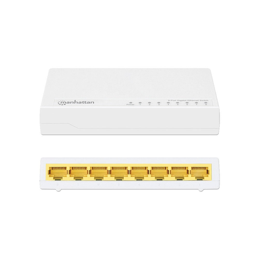 Intellinet 560702 8-Port Gigabit Ethernet Switch Plug-and-Play Green Ethernet Auto-Sensing Fanless Design