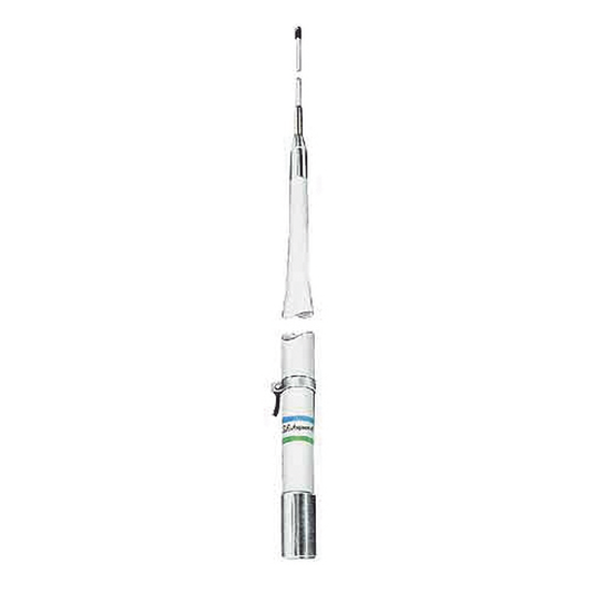 Shakespeare 390 HF Marine Base antenna, Frequency Range 2 ~ 30 MHz with Tuner, Input Power 1000 W, Length 23 ft (7m), 2 sections.