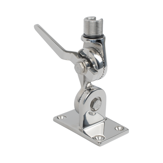 Shakespeare 4187 Stainless Steel Ratchet Mount, 4-way Ratchet Design for Deck or Side Mounting, Standard 1?-14 Thread