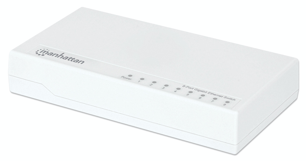 Intellinet 560702 8-Port Gigabit Ethernet Switch Plug-and-Play Green Ethernet Auto-Sensing Fanless Design