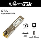 Mikrotik S-RJ01 RJ45 SFP Copper Module Up to 1.25 Gb/s bi-directional