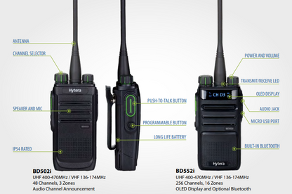 Hytera BD502i Portable Radio Digital DMR Analog VHF 136-174Mhz