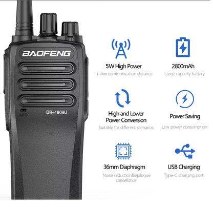 BaoFeng DR-1909 DMR Walkie Talkie 5W UHF 400-470MHz Two Way Radio 2800mAh Batter