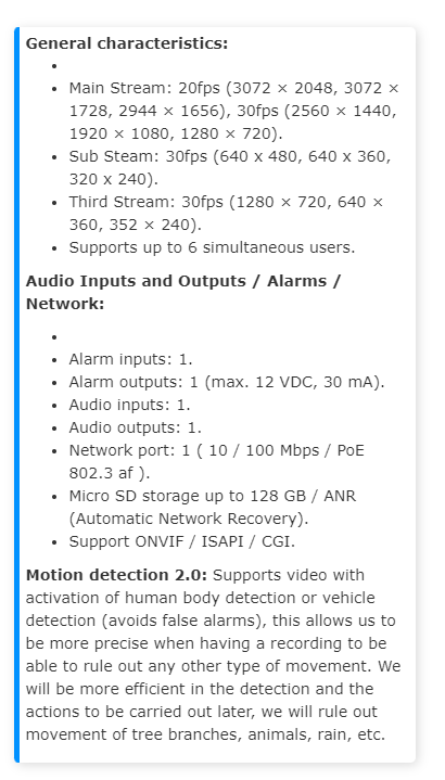 IP Camera Dome 6 MP 2.8 mm Lens 30 mts IR EXIR Outdoor IP67 PoE 120db  XD26S