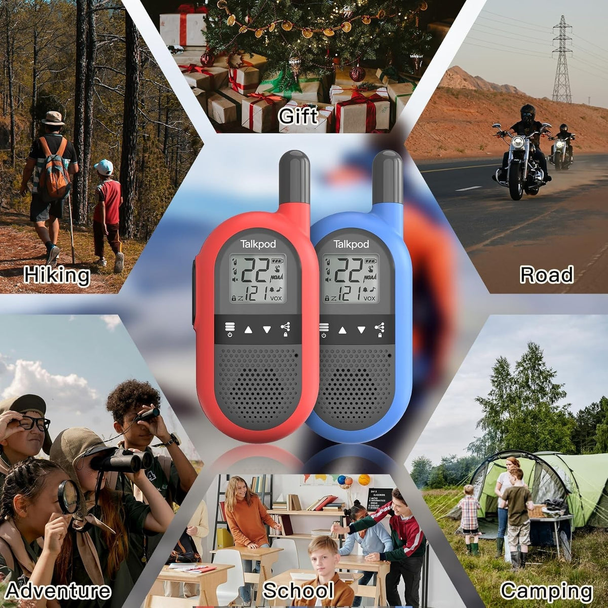Talkpod F40 FRS Walkie Talkies License-Free 2-Way Radios Kids Adults Camping