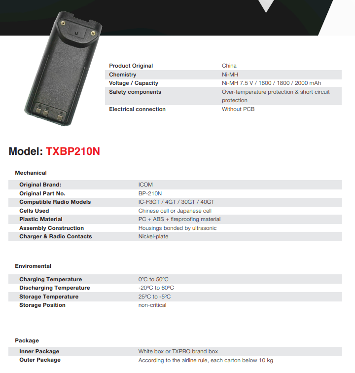 Replacement Battery Ni-MH Battery 2000 mAh ICOM Radios Series ICF11/11S/21/21S