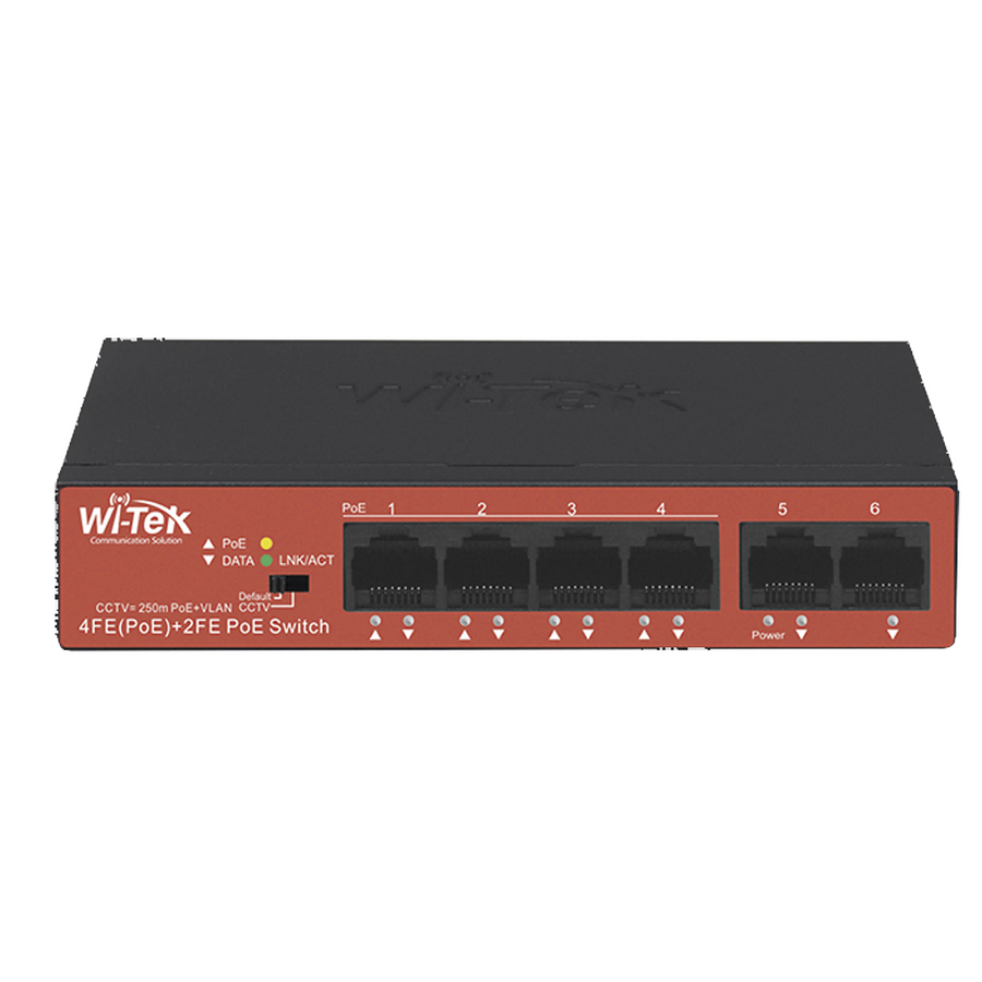 Wi-Tek WI-PS205HV2 PoE Switch Ideal for CCTV with 6 FE Ports 4 PoE+