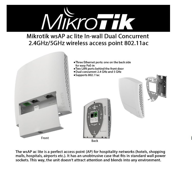 Mikrotik RBWSAP-5HAC2ND wsAP ac lite Wireless Access Point 2.4GHz/5GHz PoE-IN