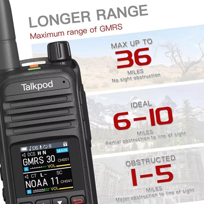 Talkpod A36Plus GMRS Handheld HAM Two Way Radio Walkie Talkie VHF UHF AIRBAND